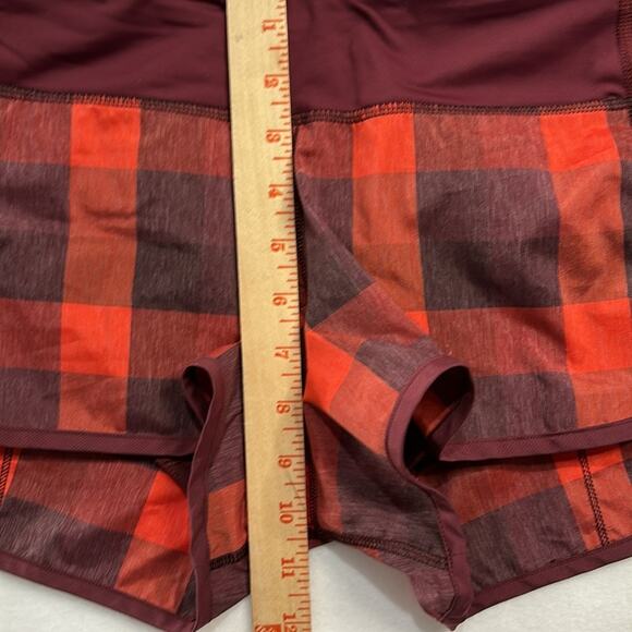 Lululemon | Run: Speed Short | Yama Check Flaming Tomato Rust Berry Size 6 - Picture 13 of 13
